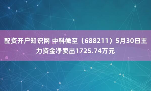 配资开户知识网 中科微至（688211）5月30日主力资金净卖出1725.74万元